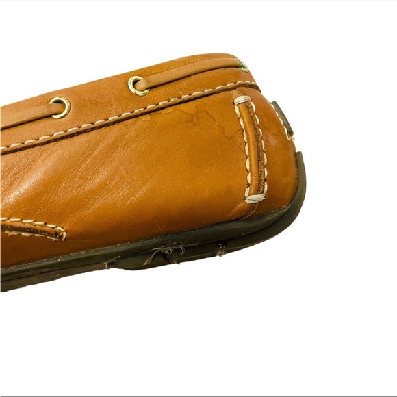 Clarks Mocc Boat 2 Tan Nubuck Leather Womens Slip On Moccasin Shoes SZ 8 - Picture 10 of 10